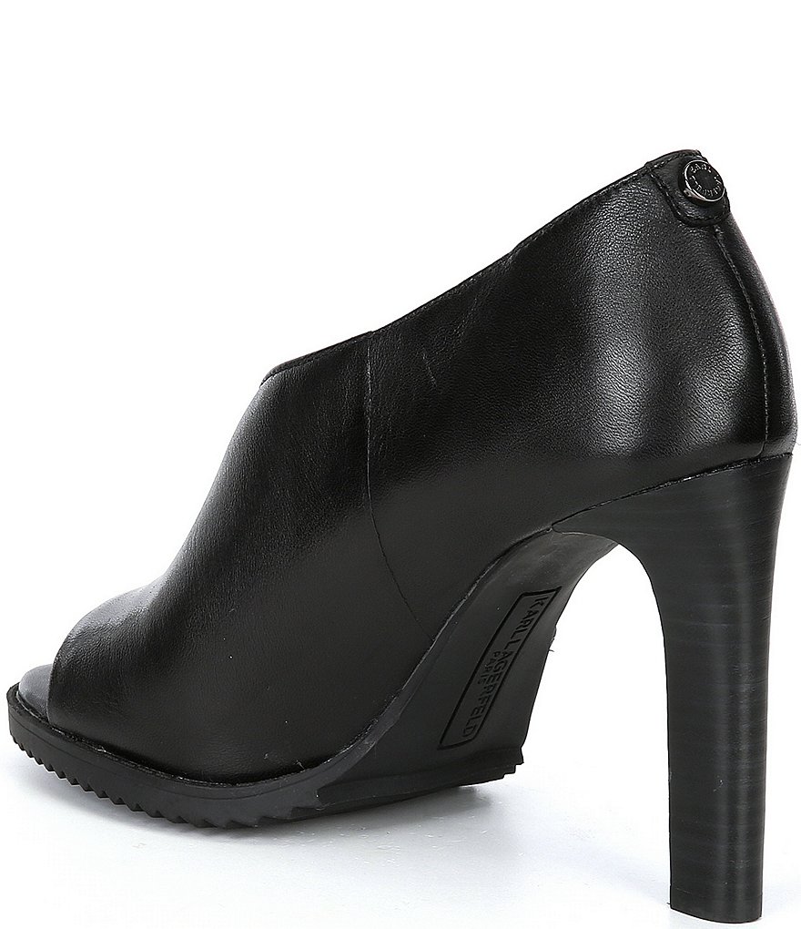 KARL LAGERFELD PARIS Brette Leather Peep-Toe d'Orsay Heels