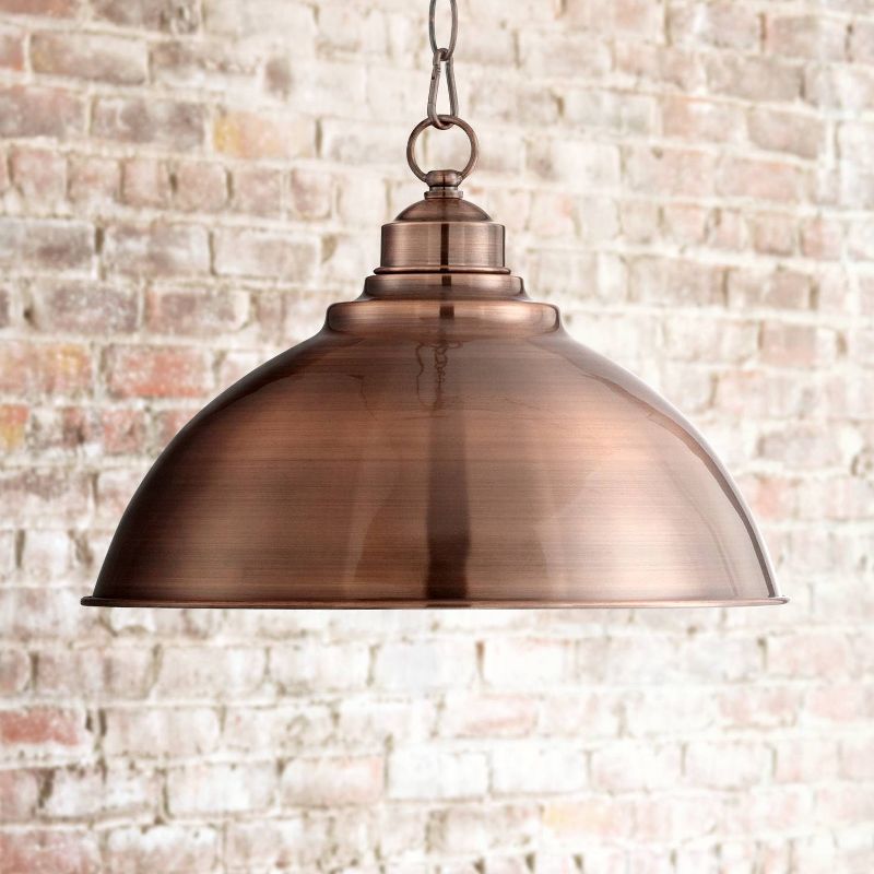 Franklin Iron Works Copper Dome Pendant Light 13 1/4" Wide Modern Industrial Rustic Fixture for Kitchen Island Dining Room