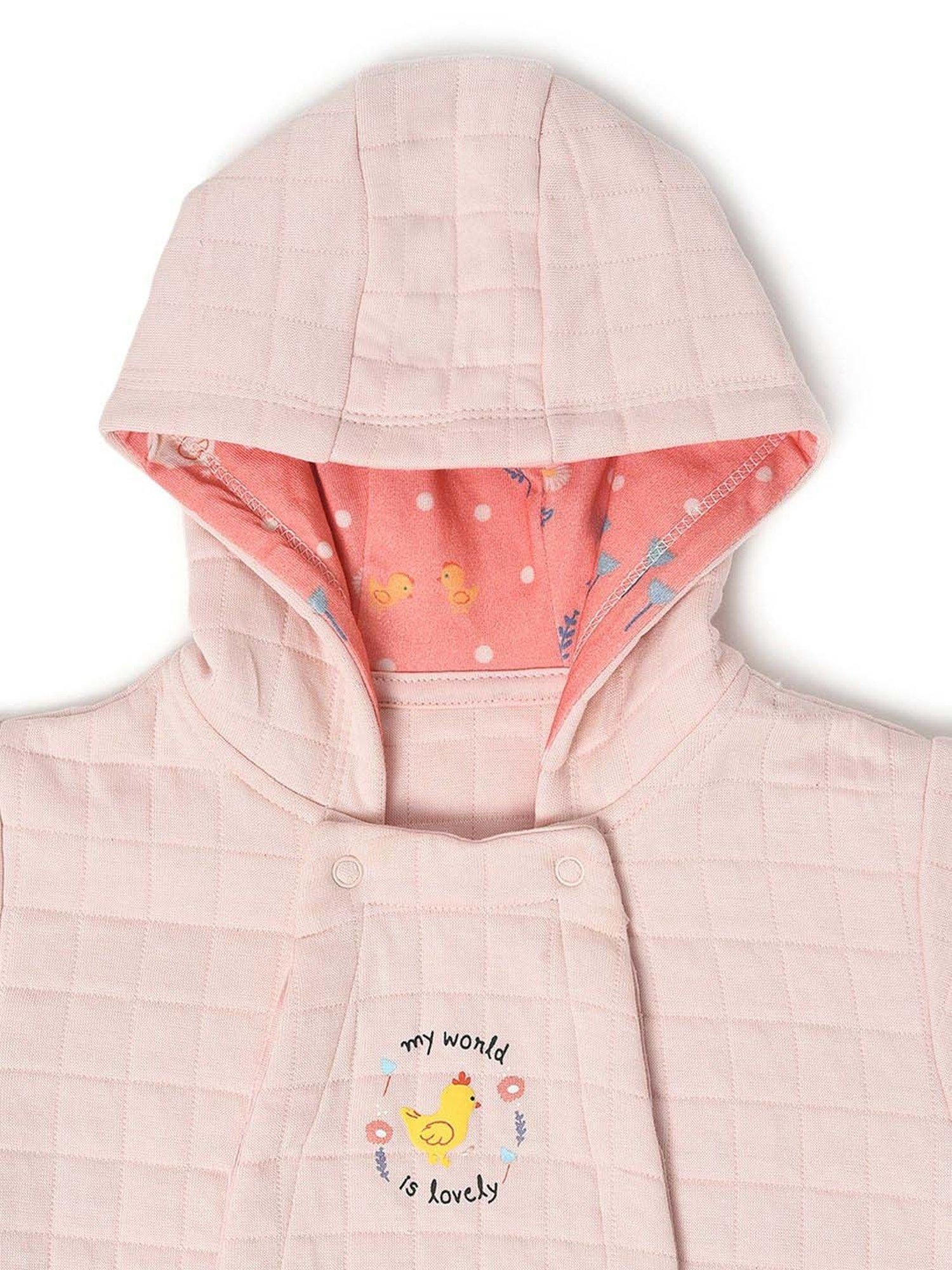 MiArcus Girls Pink Regular Fit Full Sleeves Sleepsuit