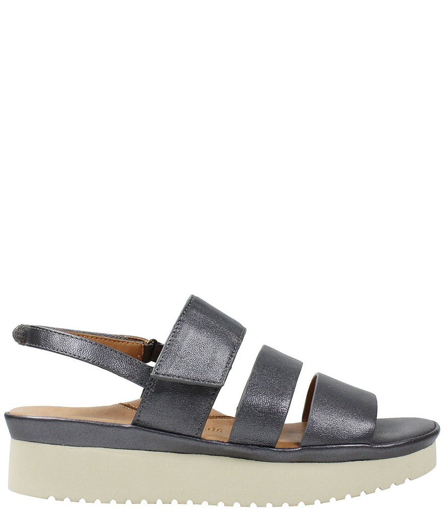 L'Amour Des Pieds Amelcia 3 Band Leather Strappy Wedge Sandals