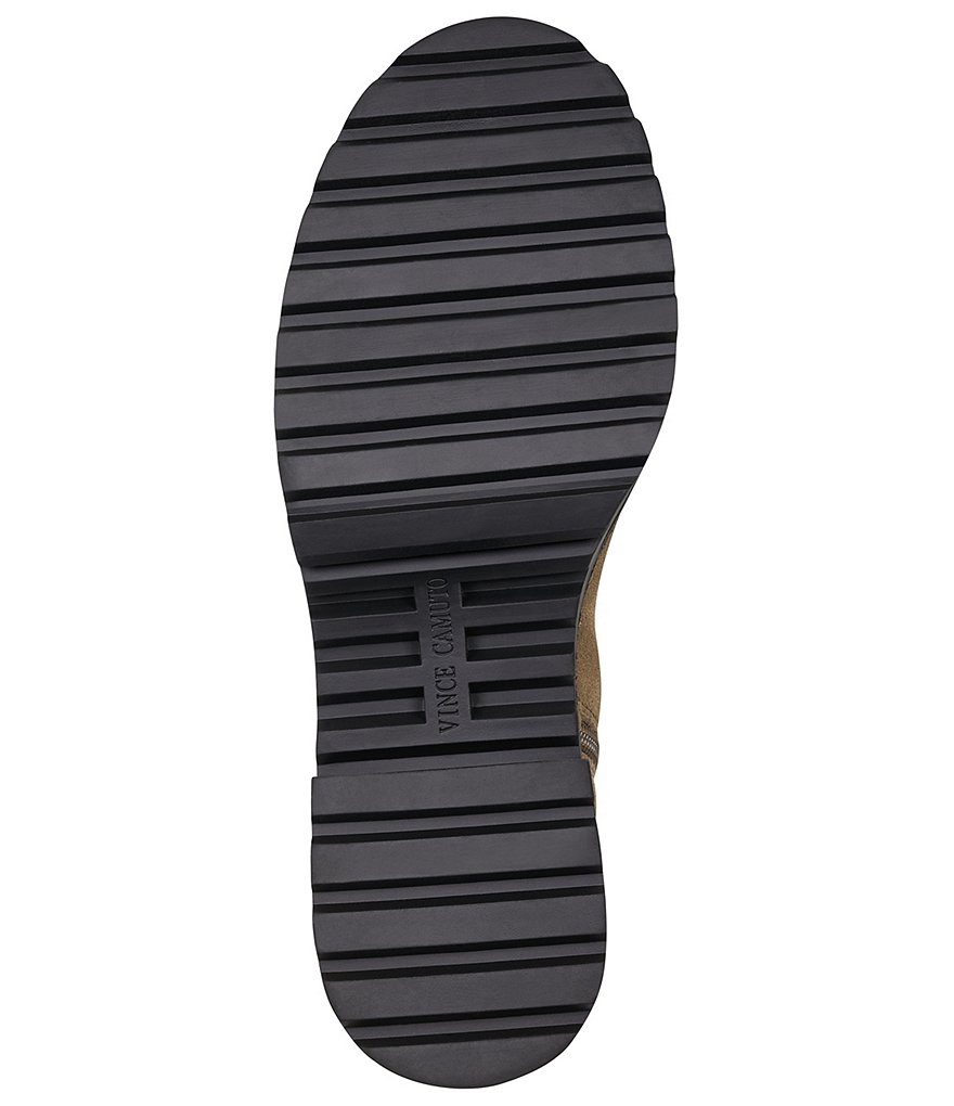 Vince Camuto Mecale Stud Trim Suede Block Heel Lug Sole Combat Booties