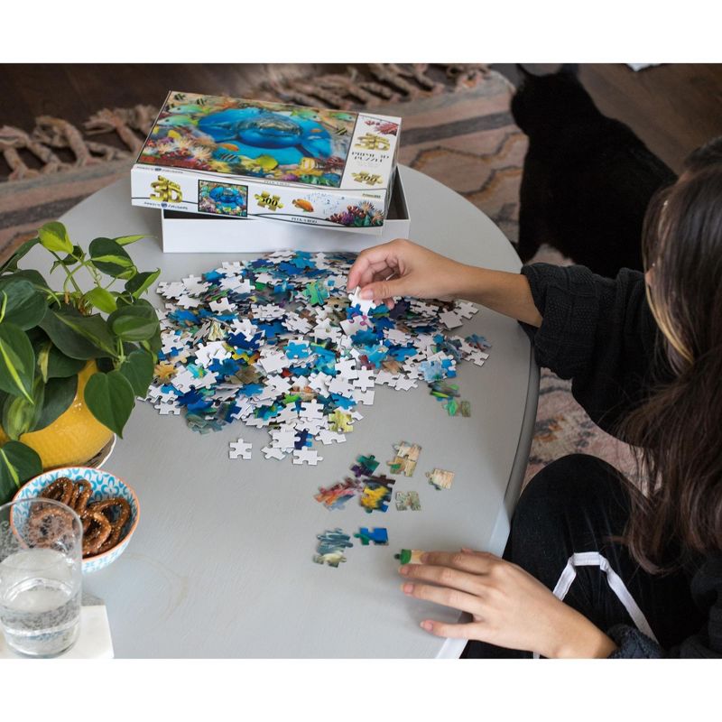 The Zoofy Group LLC Peek-A Boo Shark in the Deep Blue Sea Super 3D 500 Piece Jigsaw Puzzle