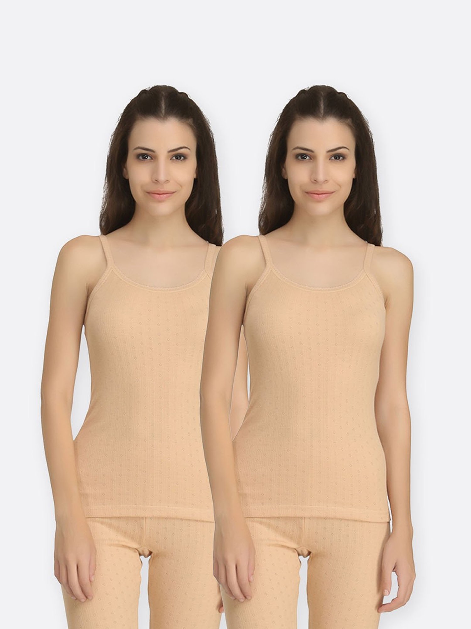 Kanvin Beige Thermal Camisole (Pack Of 2)