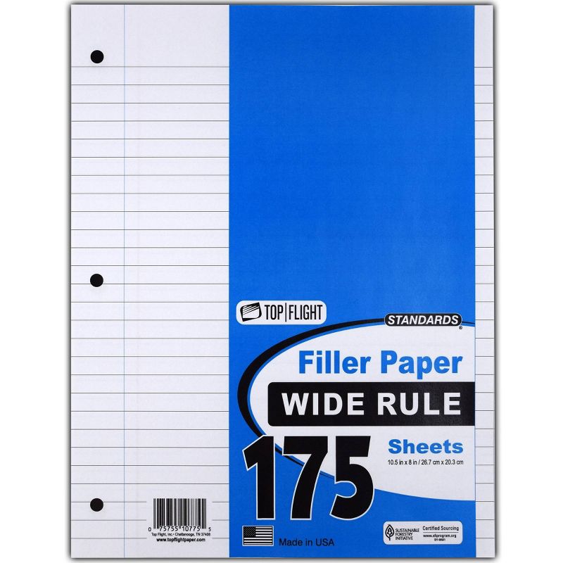 175 Sheet Wide Ruled Filler Paper White - Norcom
