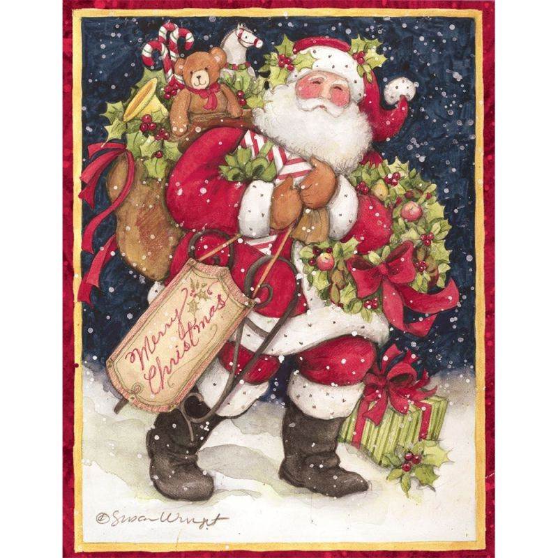 Snowy Night Santa 5.3 In X 6.9 In Christmas Cards, Christmas Cards by Lang