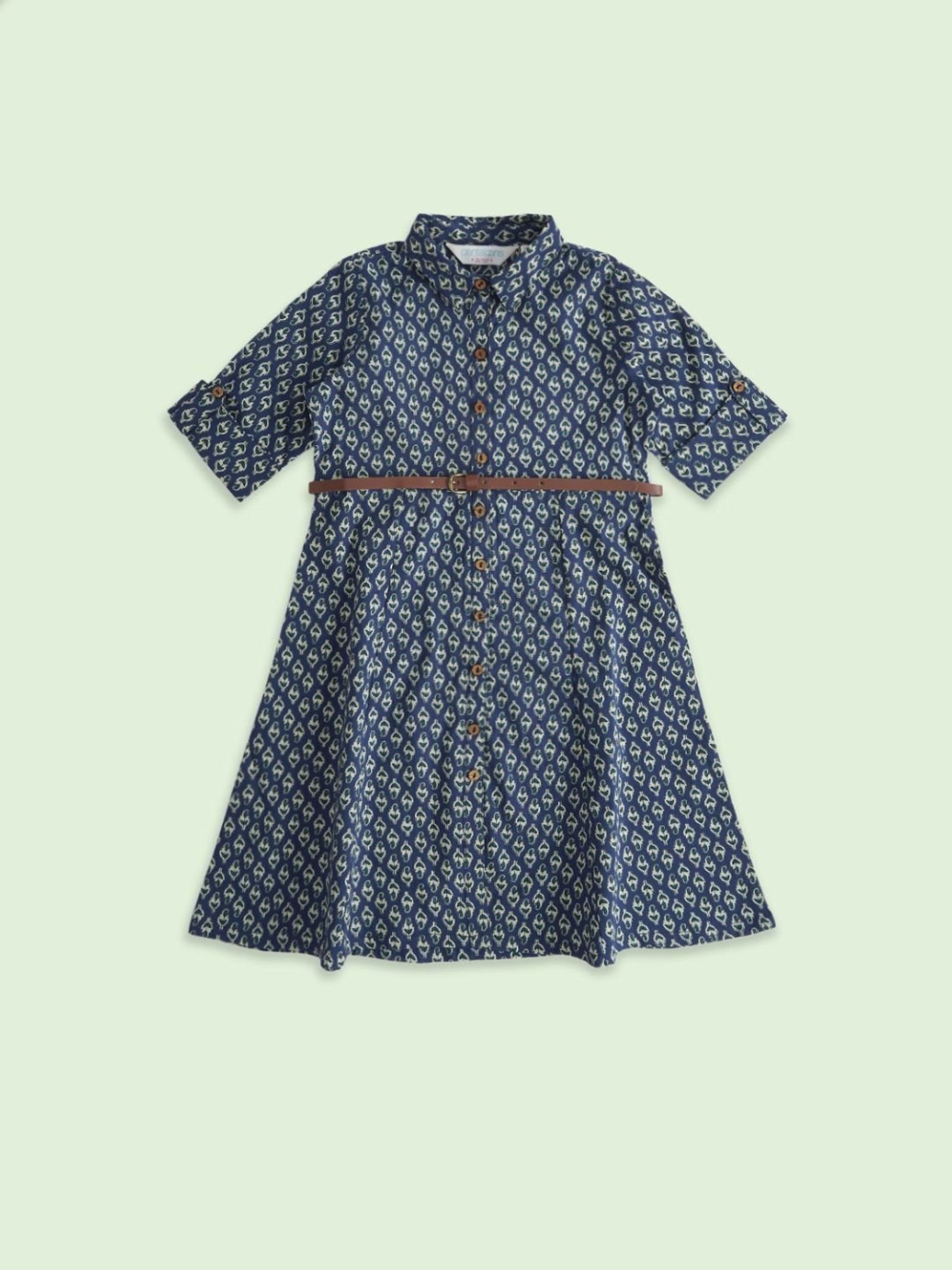 Akkriti by Pantaloons Kids Blue Cotton Printed Party Dress
