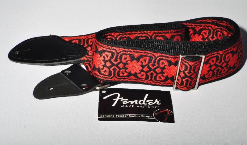 Fender 2 inch Hip Trip Red Black Vintage Style Cloth Guitar Strap