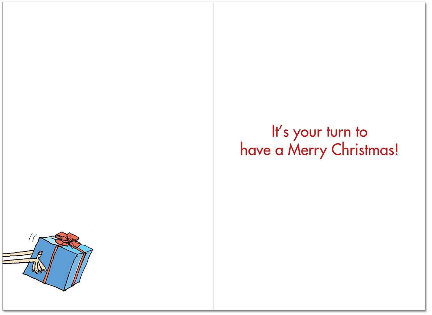 B2479XSG Box Set of 12 Box Of Fruitcake Tag Christmas Cards Hilarious Christmas Greeting Card; with Envelopes