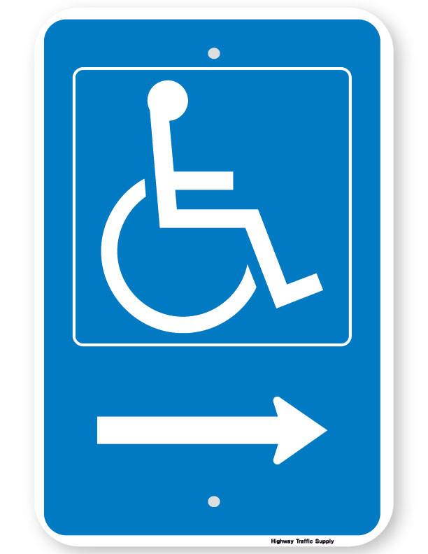 Handicapped Symbol Sign (with right arrow)