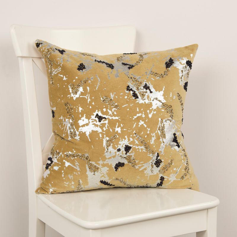 Abstract Decorative Filled Oversize Square Throw Pillow Gold - Rizzy Home