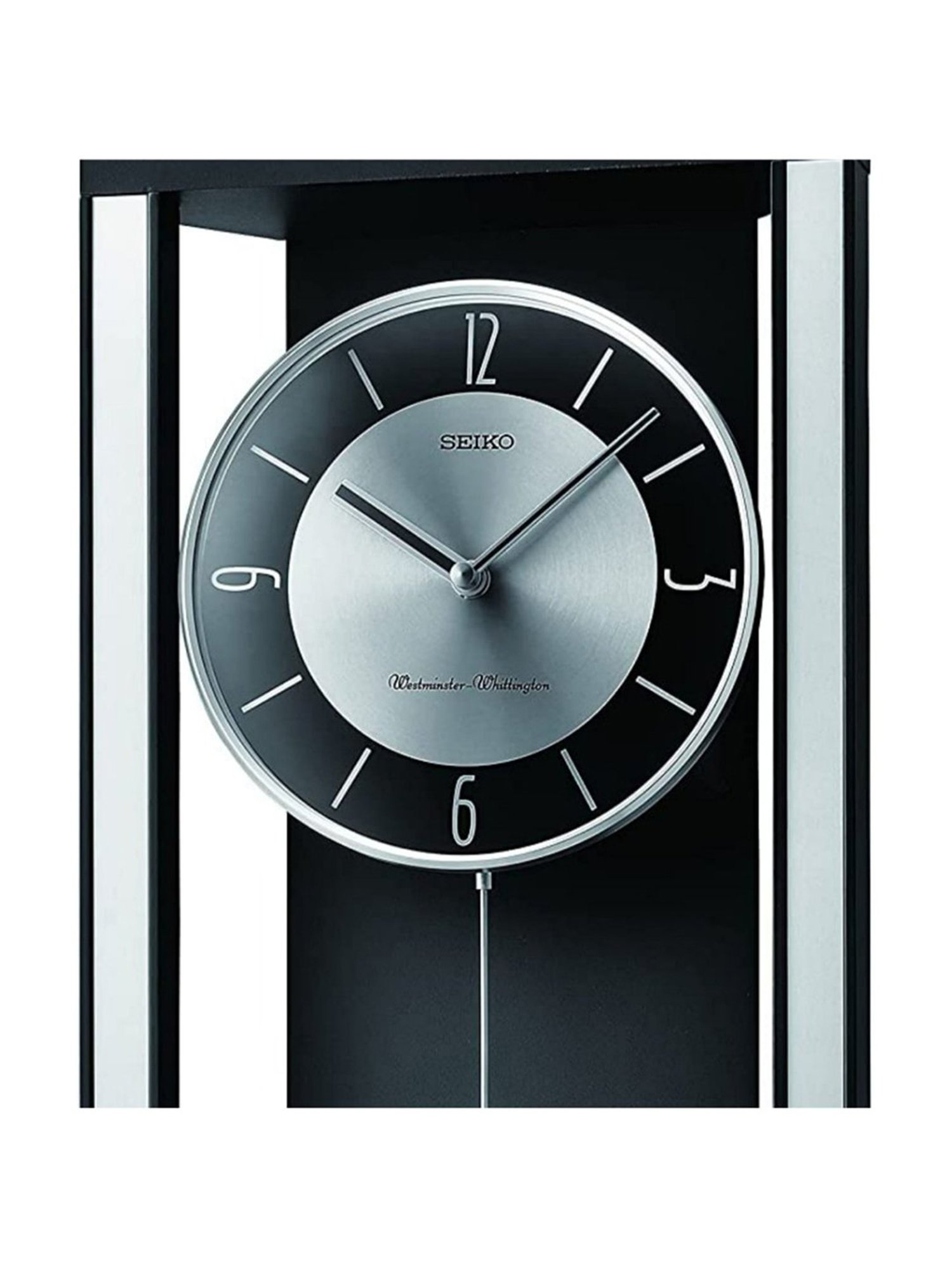 SEIKO stylish black & silver wood wall clock