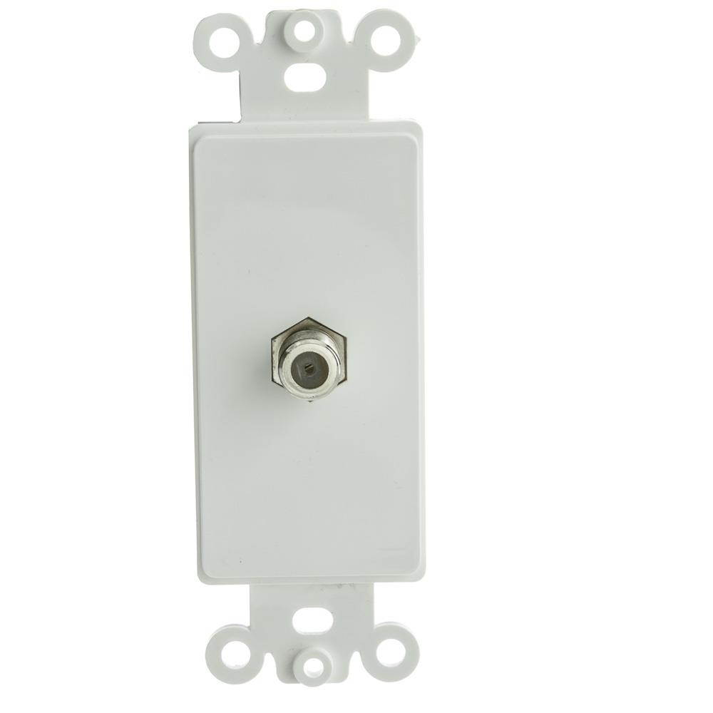 Offex Decora Wall Plate Insert, White, F-pin Coaxial Coupler, F-Pin Female