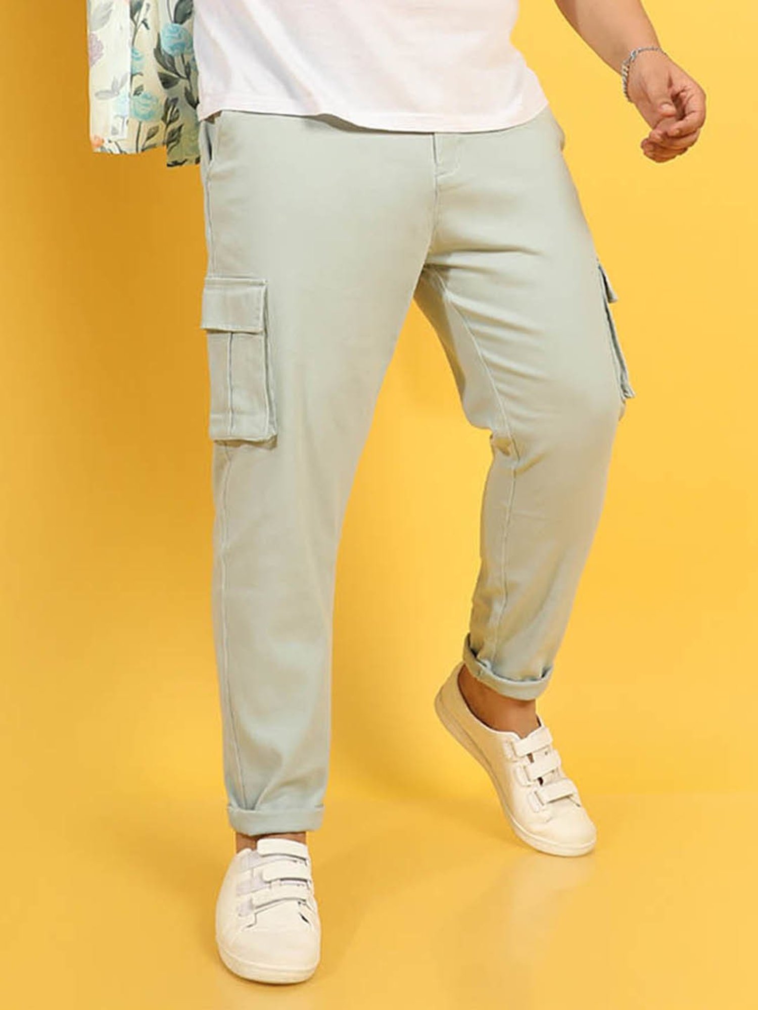 Instafab Plus Green Regular fit Plus Size Cargos