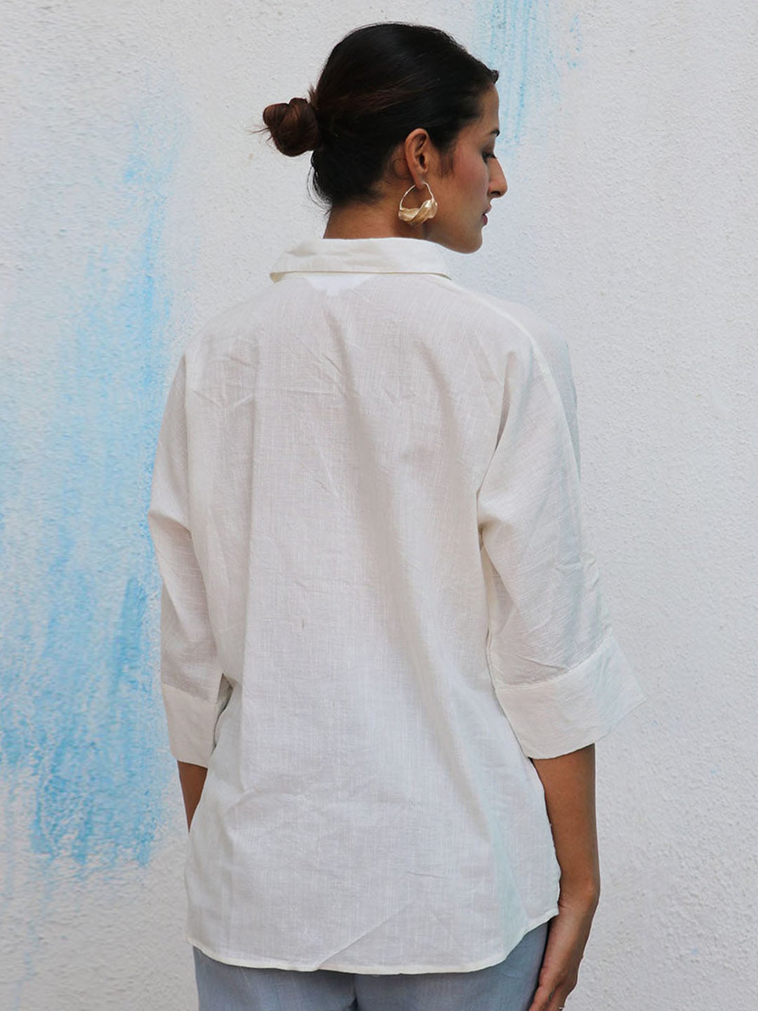 Chidiyaa White Breathe Meryl Handwoven Linen Shirt