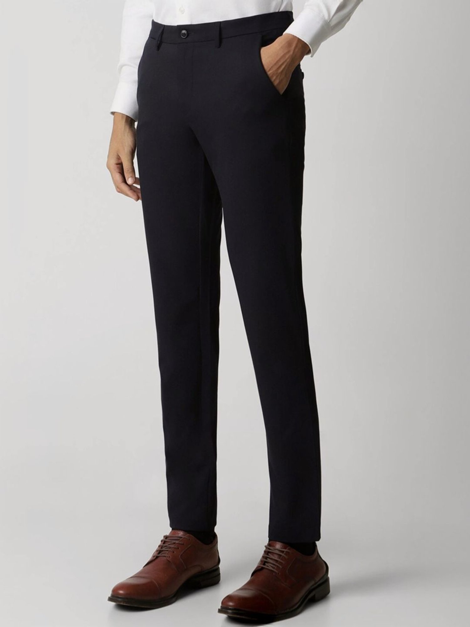 Arrow Navy Regular Fit Trousers