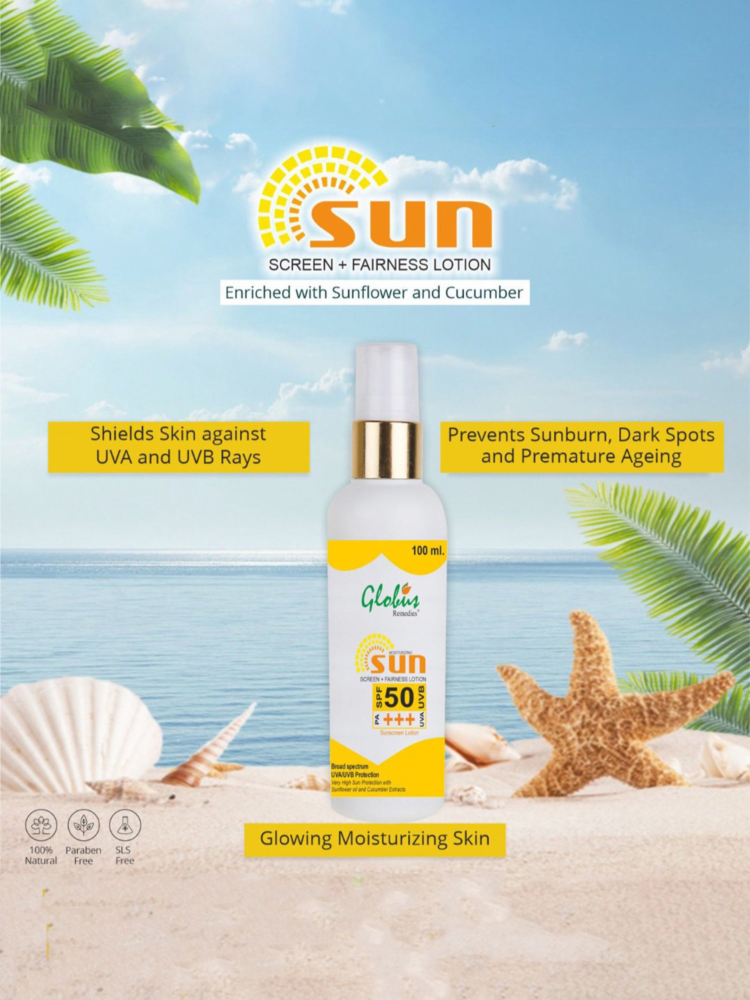 Globus Remedies Sunscreen Fairness Lotion SPF 50+++ & Green Tea & Tea Tree Face Wash Combo