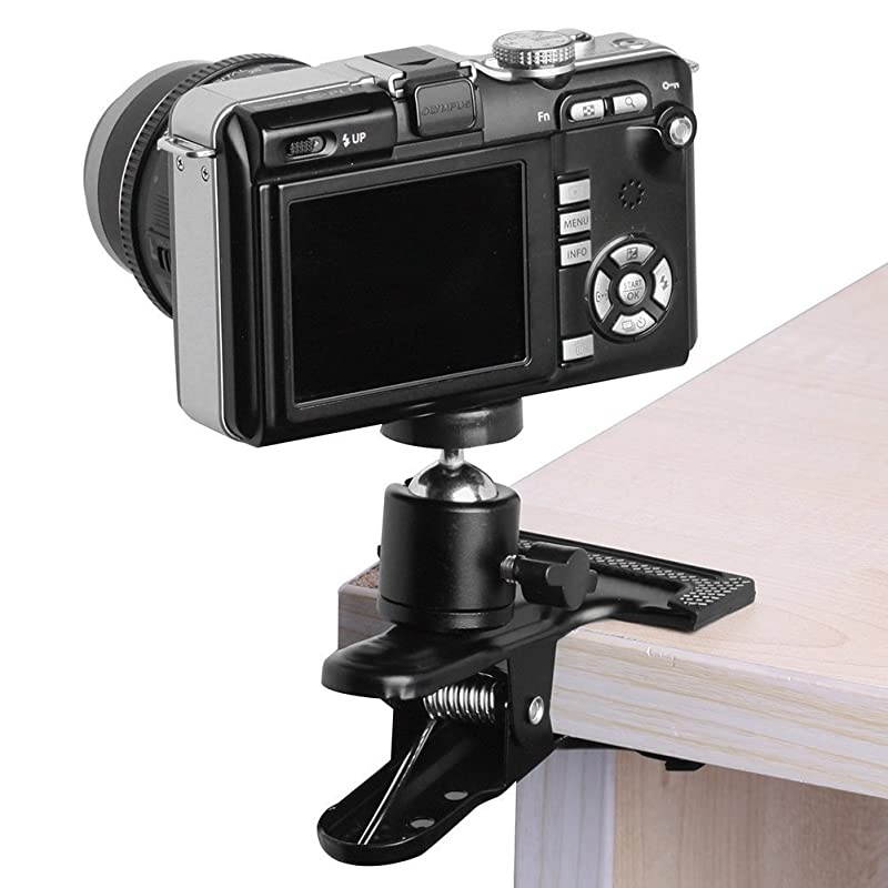 Tripod Camera Clip Clamp Flash Reflector Holder Mount with 14 Inch Screw 360 Degree Swivel for Studio Backdrop Camera SLR Digital SLR Video CameBlack