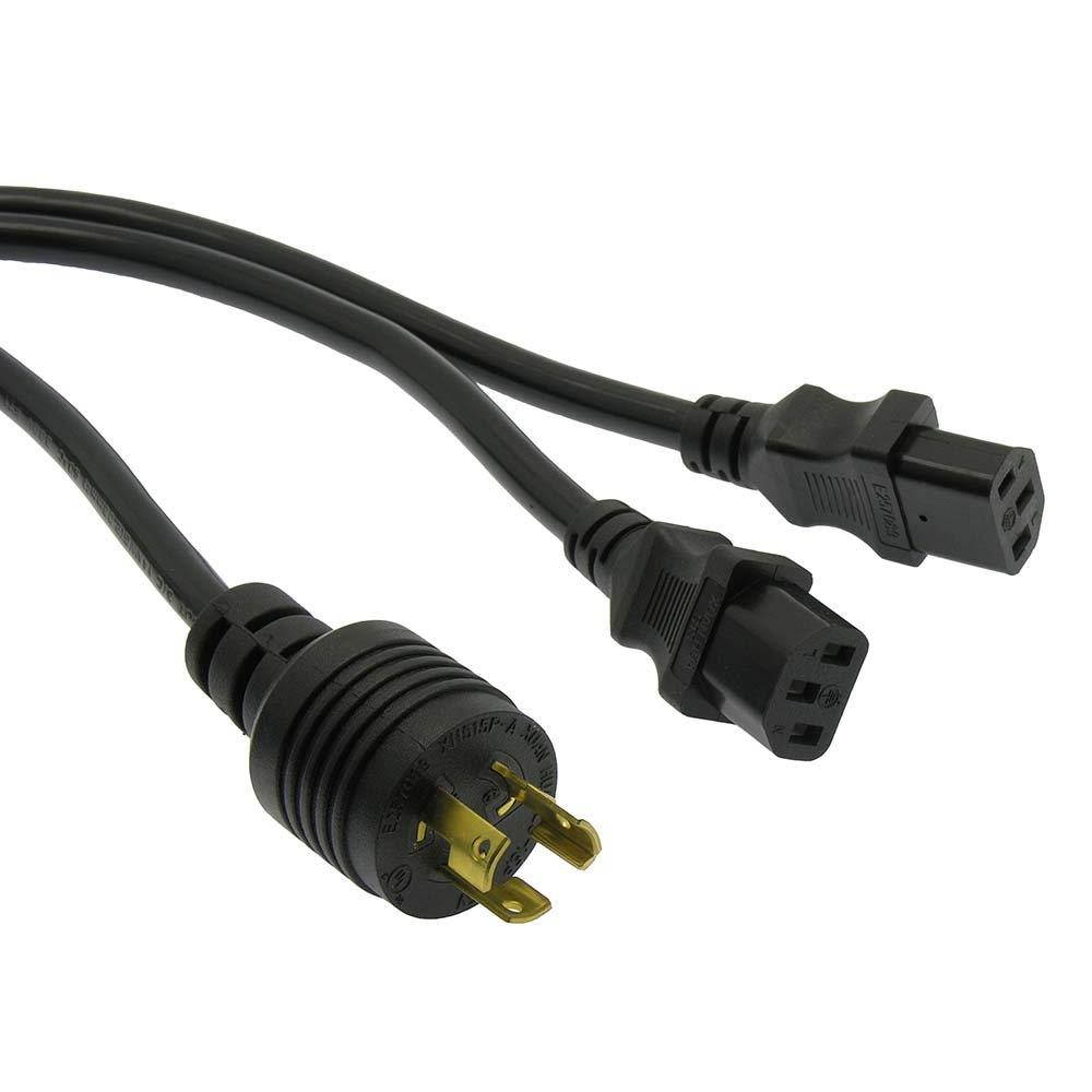 SF Cable, 6Ft 14 AWG 1-to-2 Power Cord Splitter (1x NEMA L5-15P to 2X C13 Y Power Cord Splitter)