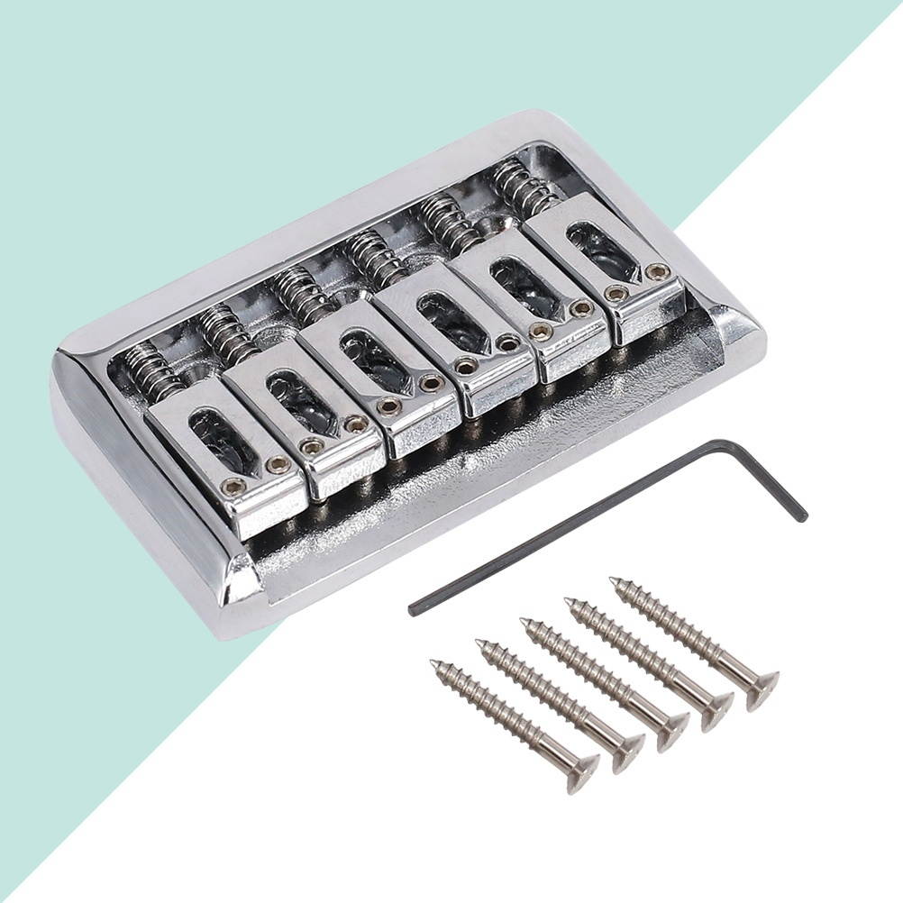 65mm Fixed Saddle Bridge Plate with Screws and Wrench for Electric Guitar Accessories Guitar Parts (Silver)
