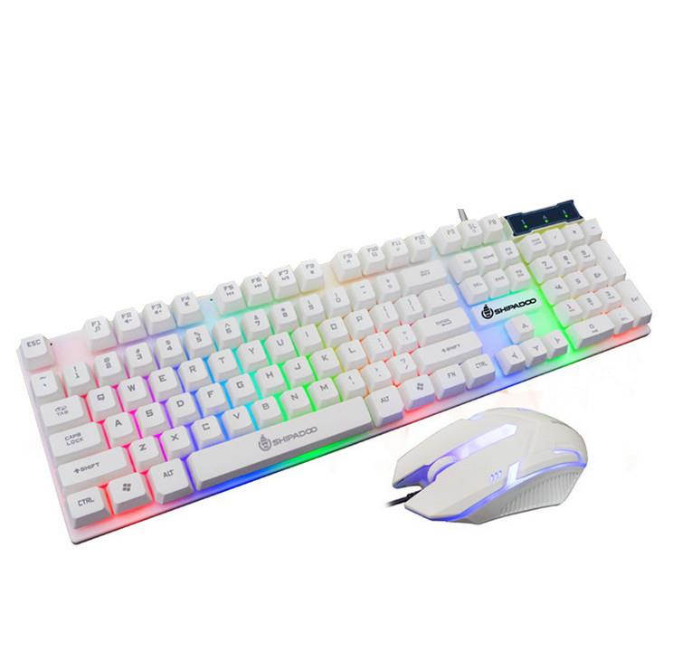 2018 HOT Backlit keyboard LED Rainbow Color Backlight Adjustable Gaming Game USB Wired Keyboard Mouse Set teclado mecanico