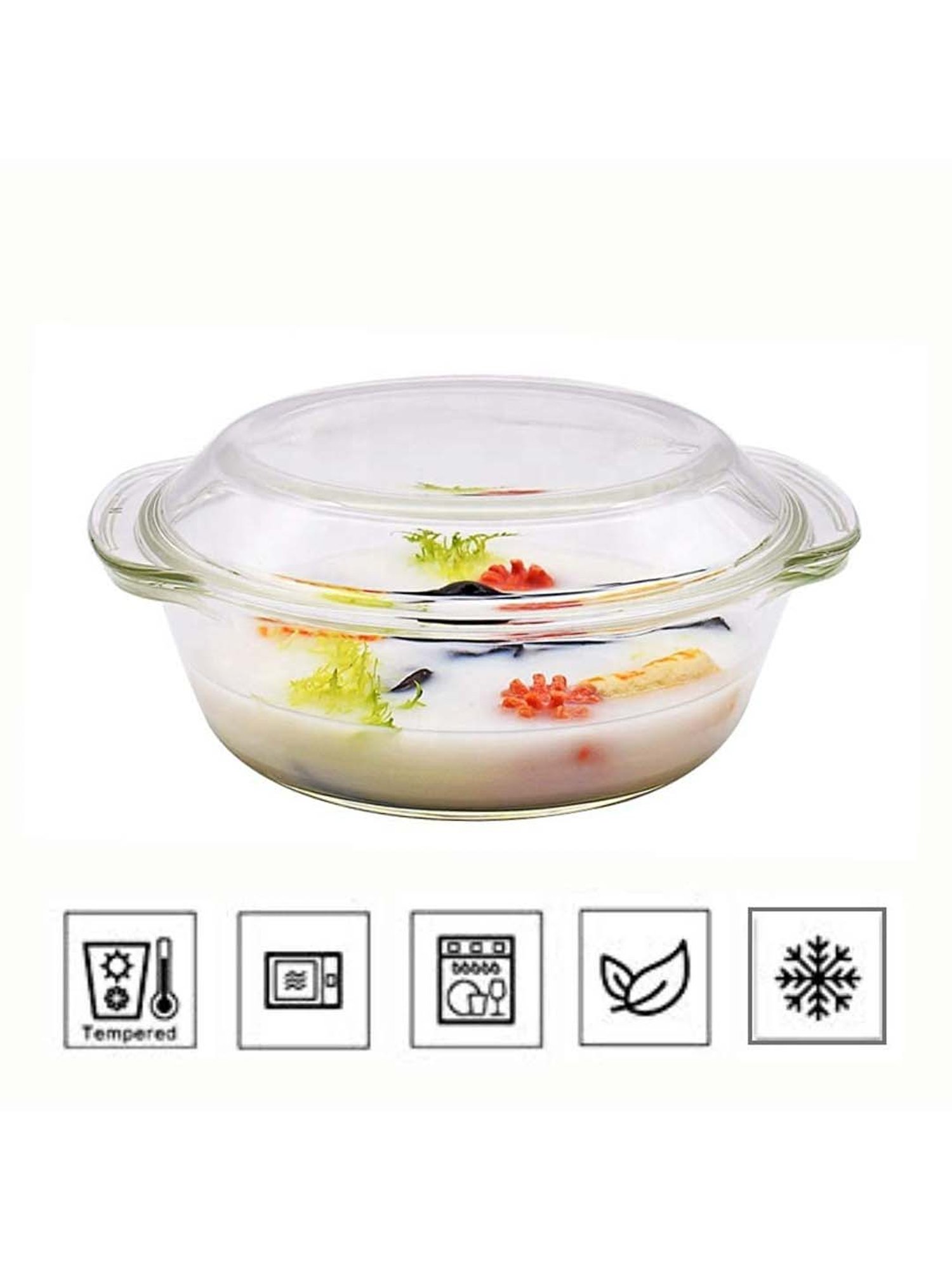 Femora Transparent Borosilicate Glass 20 cm Casserole (1 L) - Set of 2