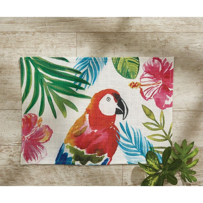 Split P Tropical Paradise Parrot Placemat Set - White