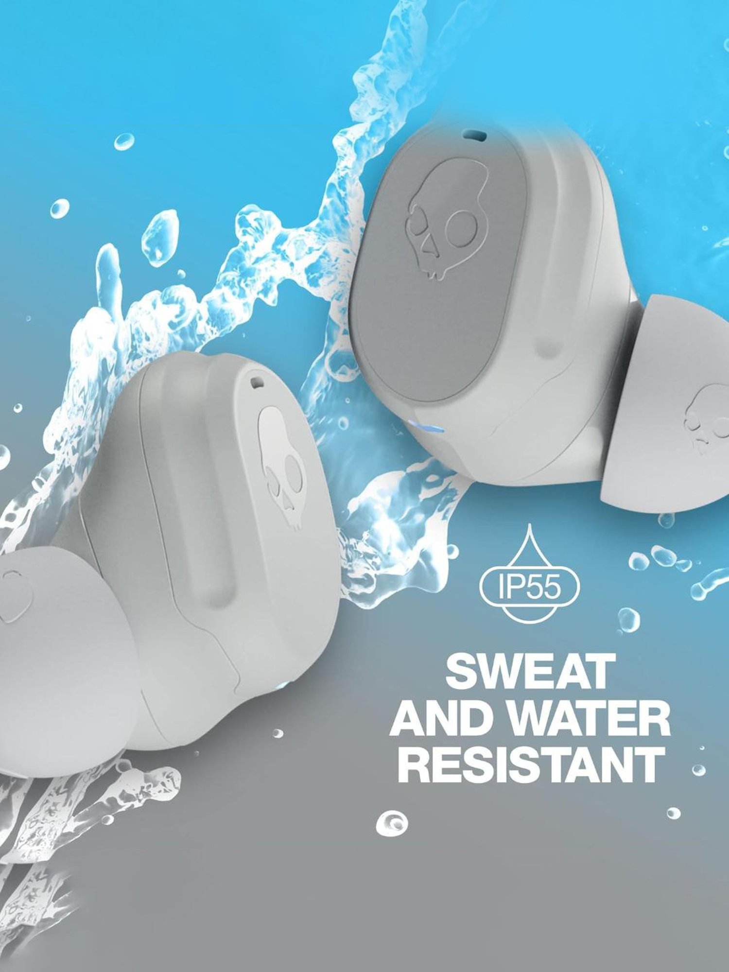 Skullcandy Mod in-Ear Bluetooth Earbuds with 34 Hr Battery (Light Grey & Blue, True Wireless)