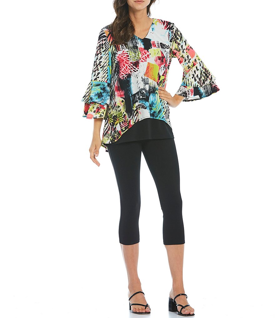 Calessa Floral Embroidered Round Neck Short Sleeve Tunic