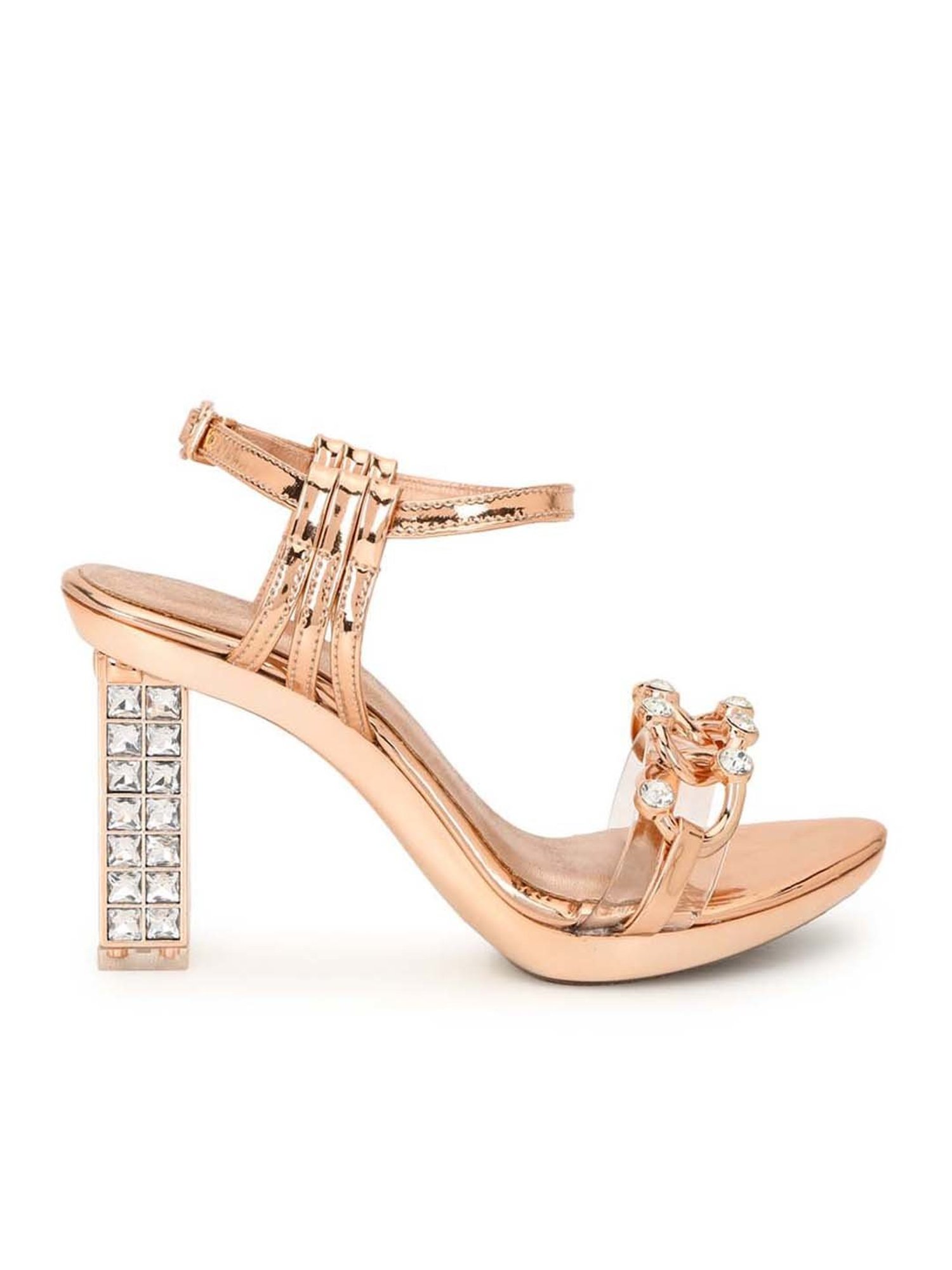 Truffle Collection Women's Rose Gold Ankle Strap Sandals
