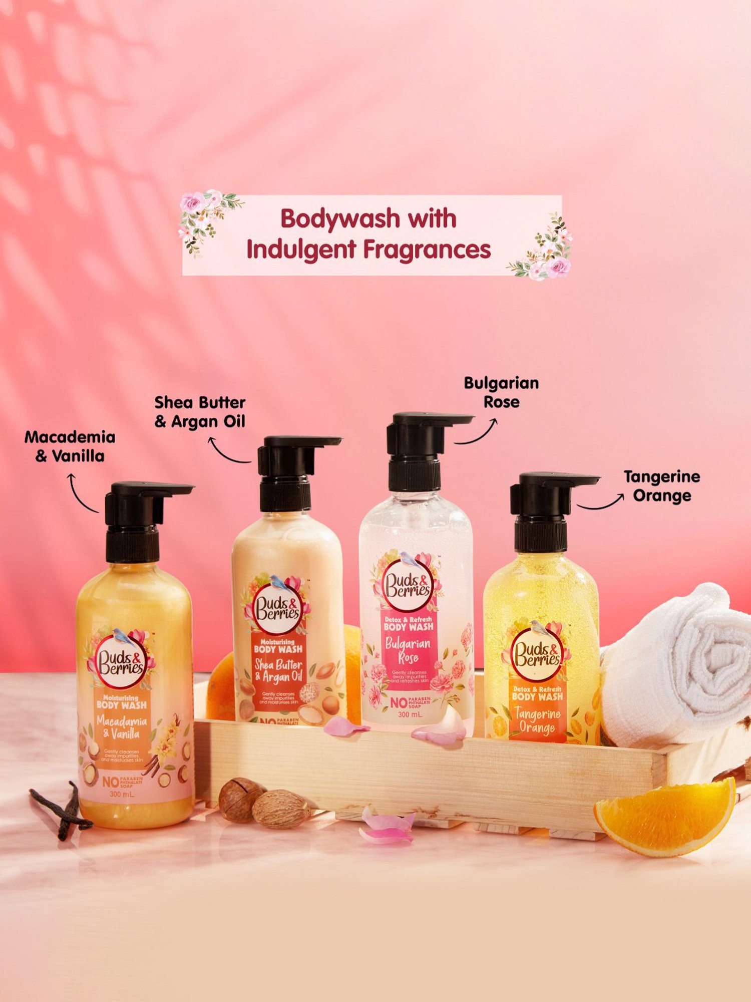 Buds & Berries Bulgarian Rose Detox & Refresh Body Wash - 300 ml