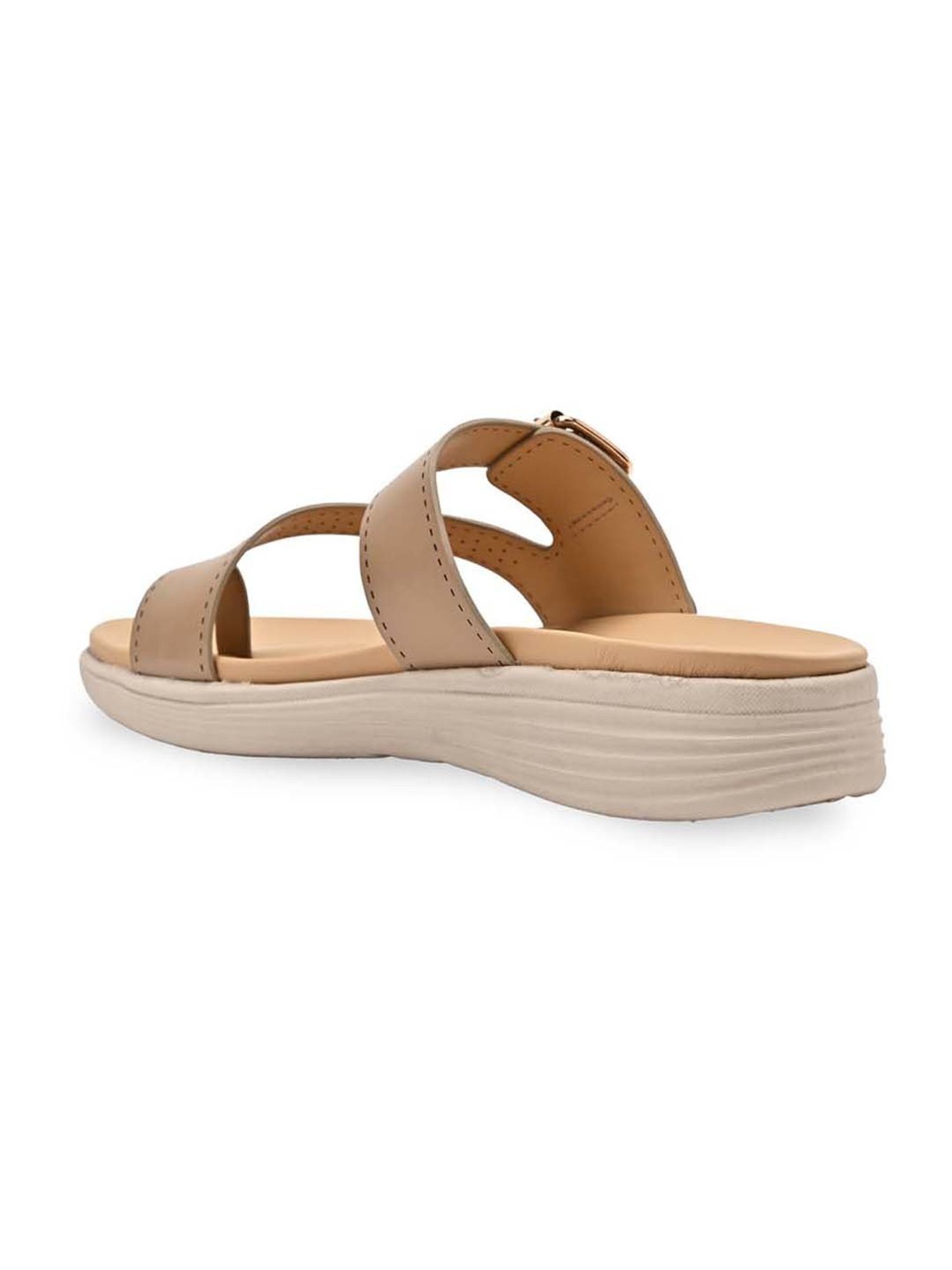 Rocia by Regal Women's Beige Toe Ring Wedges