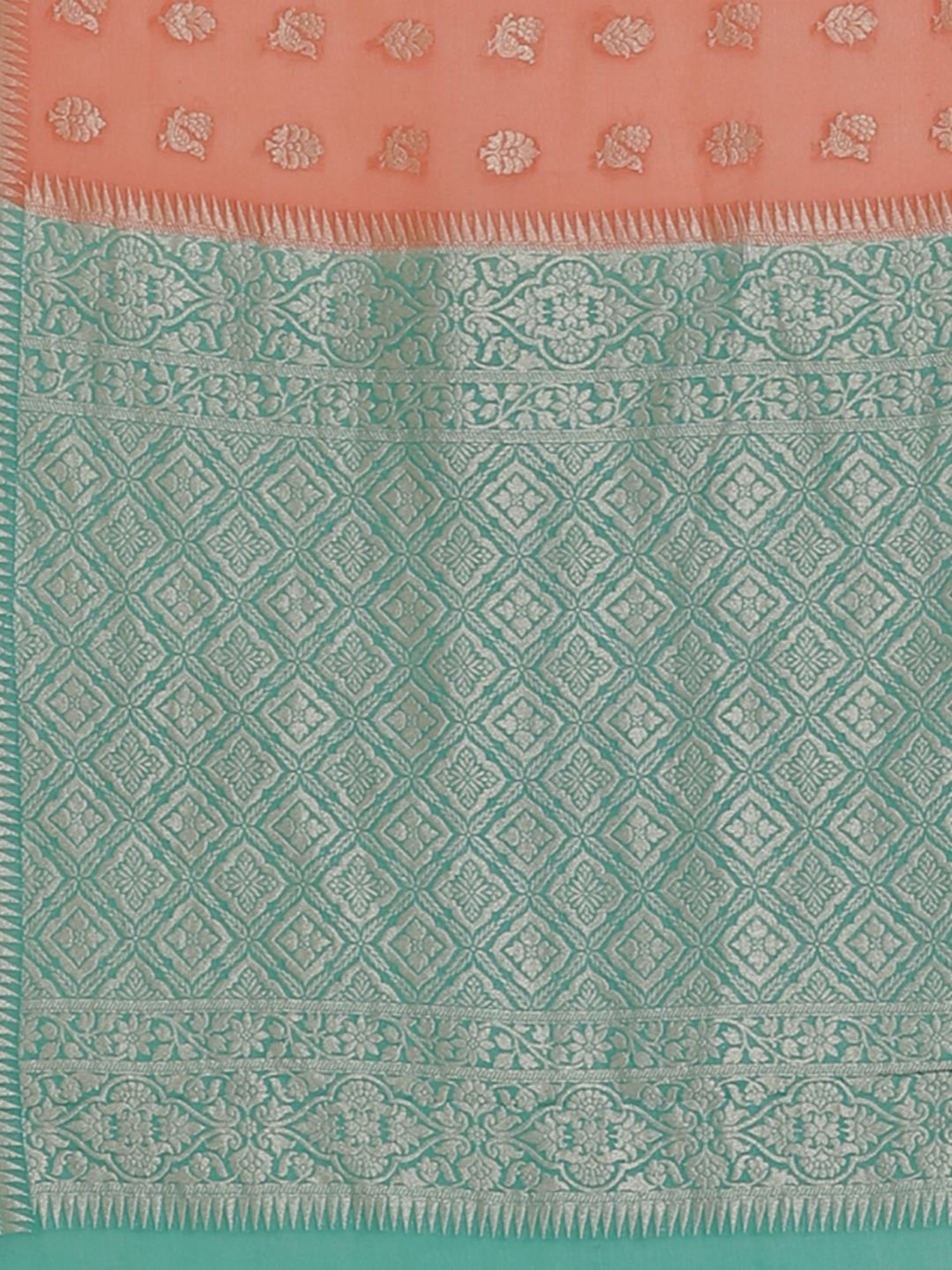 Banarasi Silk Works Peach Woven Saree With Unstitched Blouse