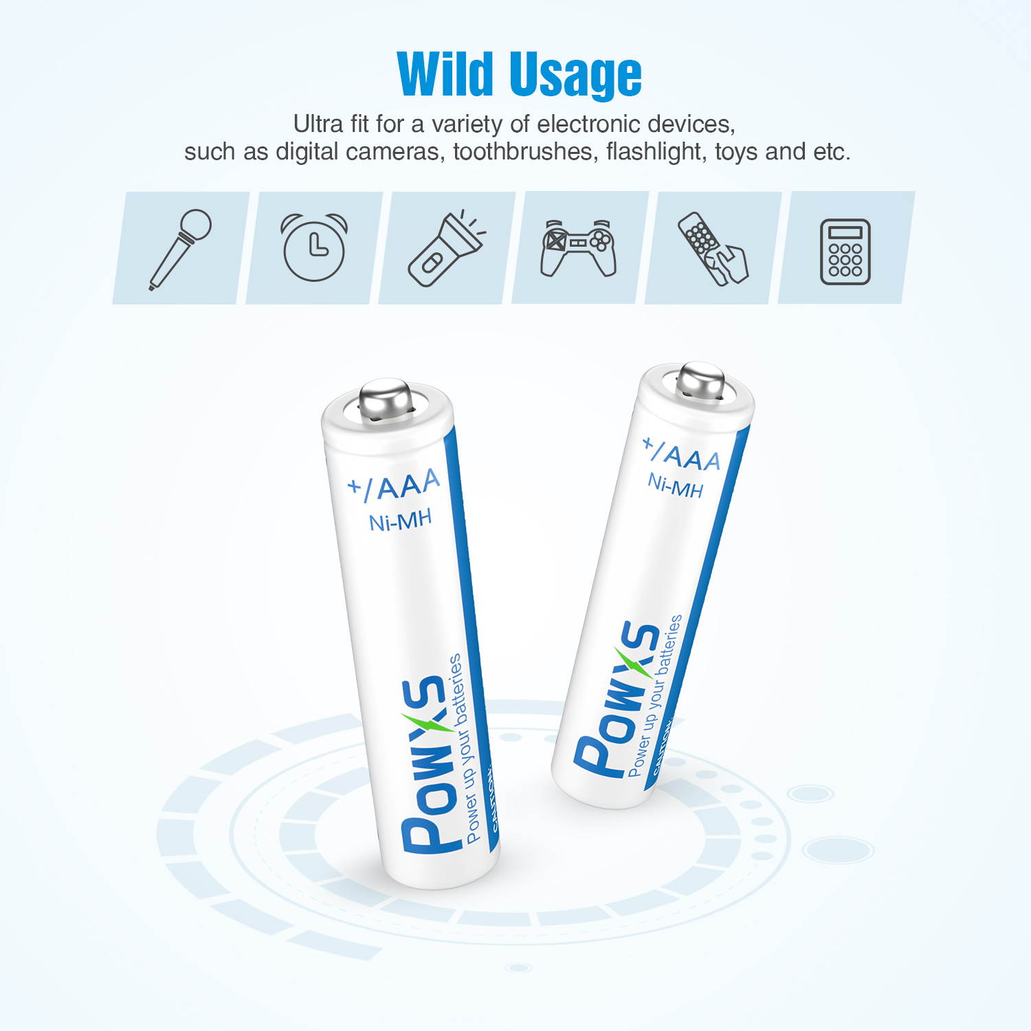 POWXS AAA Rechargeable Batteries 800mAh Pre-Charged Triple A Batteries 1.2V Long-Lasting Ni-MH AAA Size Batteries Suitable for Household - 4 Pack