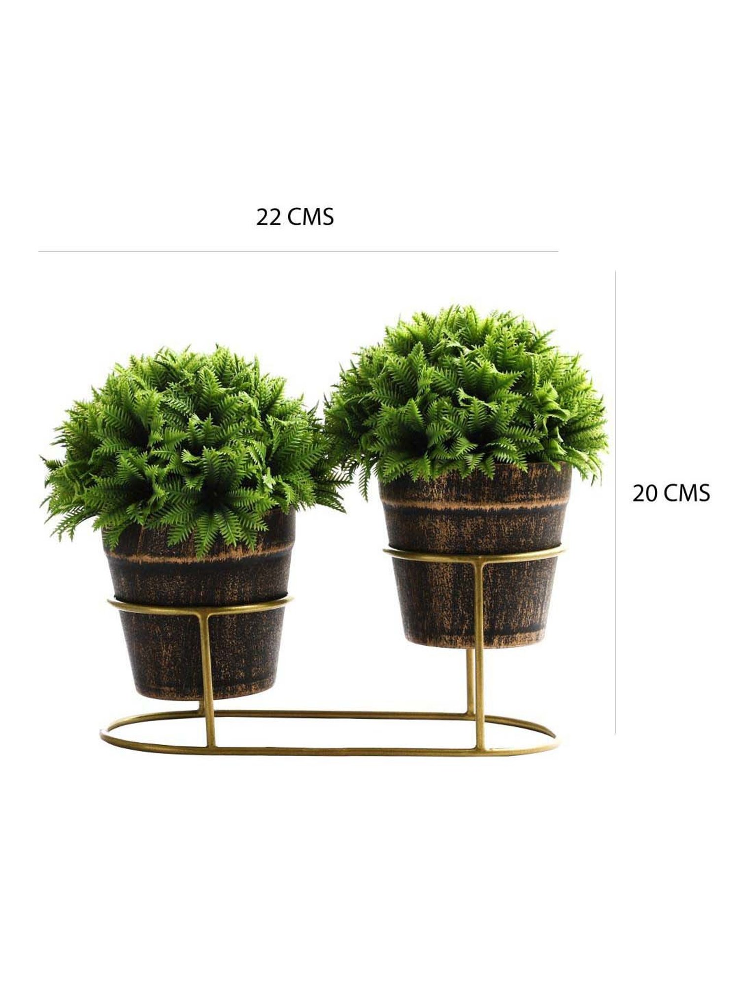 Foliyaj Multicolor Plastic Artificial Plants With Metal Holder - Set of 2