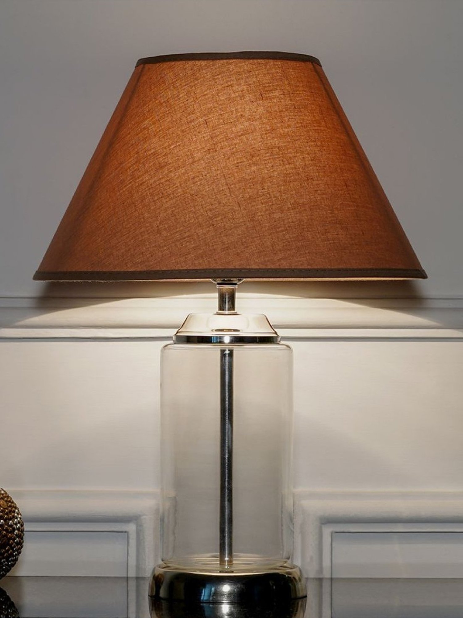 Kapoor Lamp Shades Transparent & Pink Glass Duffield Clear Cotton Shade Table Lamp