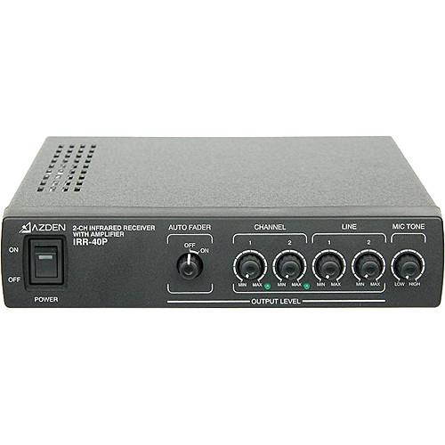 Azden IRR-40P 2-Channel Infrared Receiver with Amplifier, Remote Volume Control