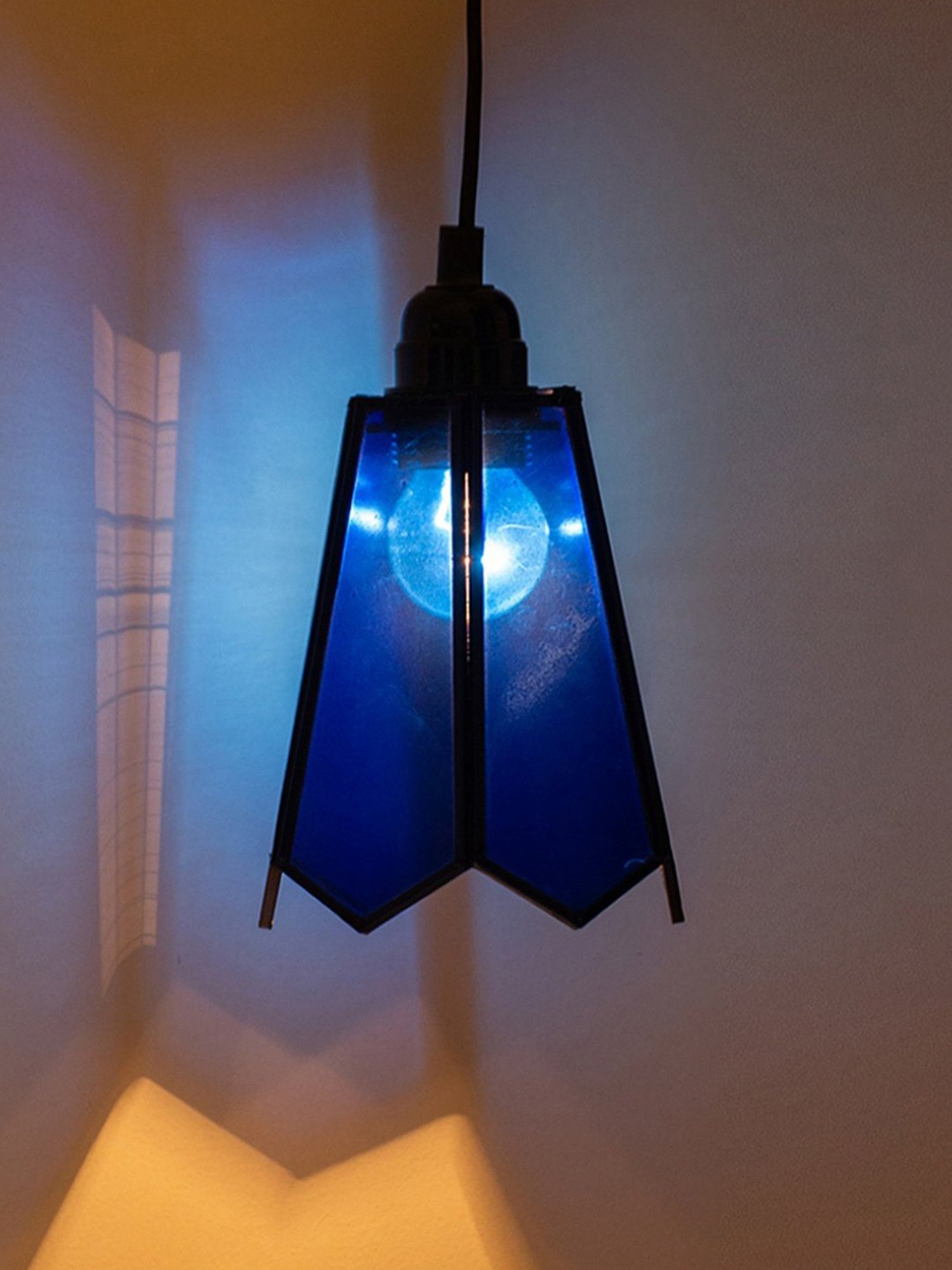 Pure Home and Living Grey Glass Trophy Shaped Table Lamp Stand