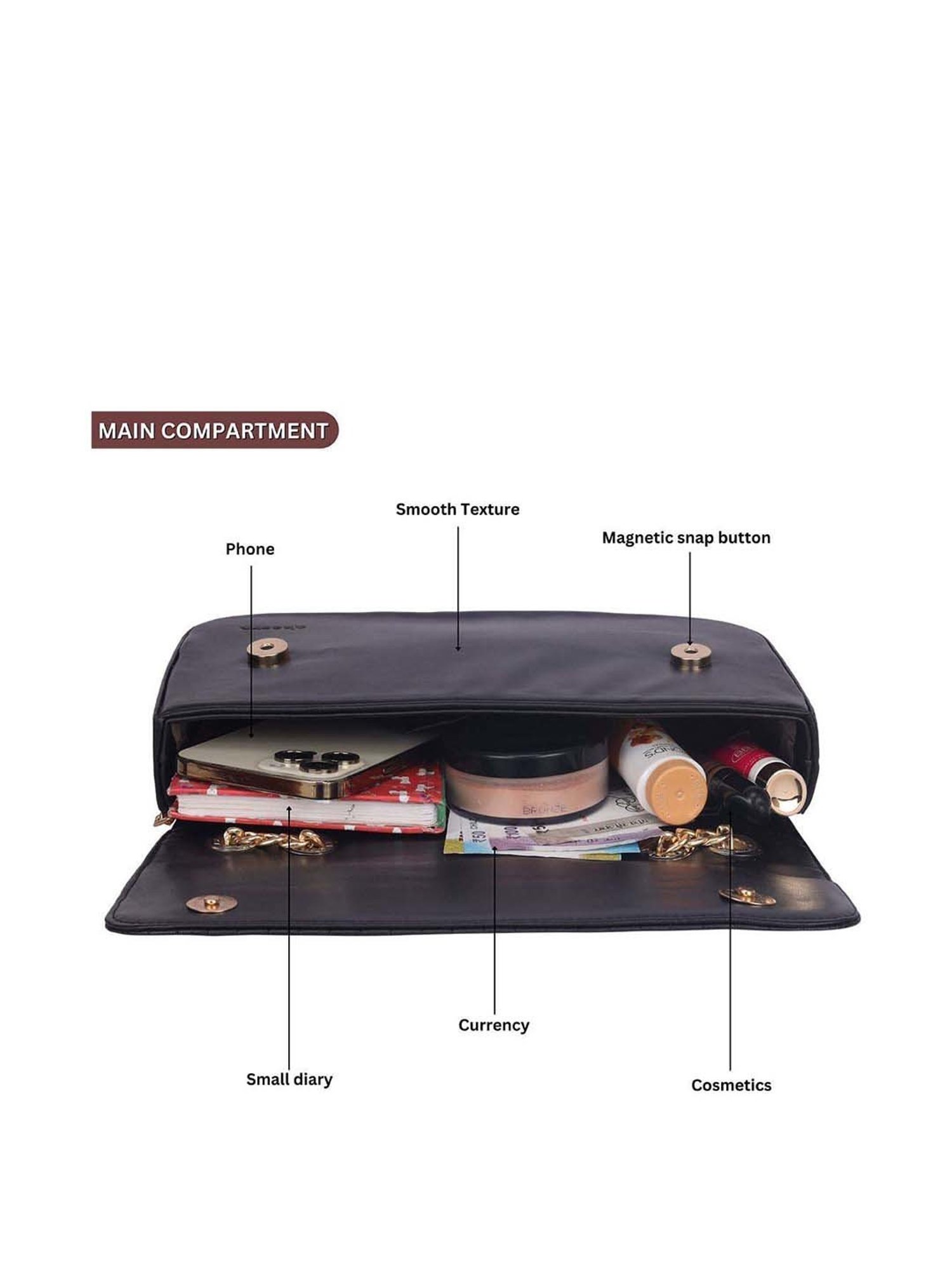 Abeeza Black Quilted Small Sling Handbag