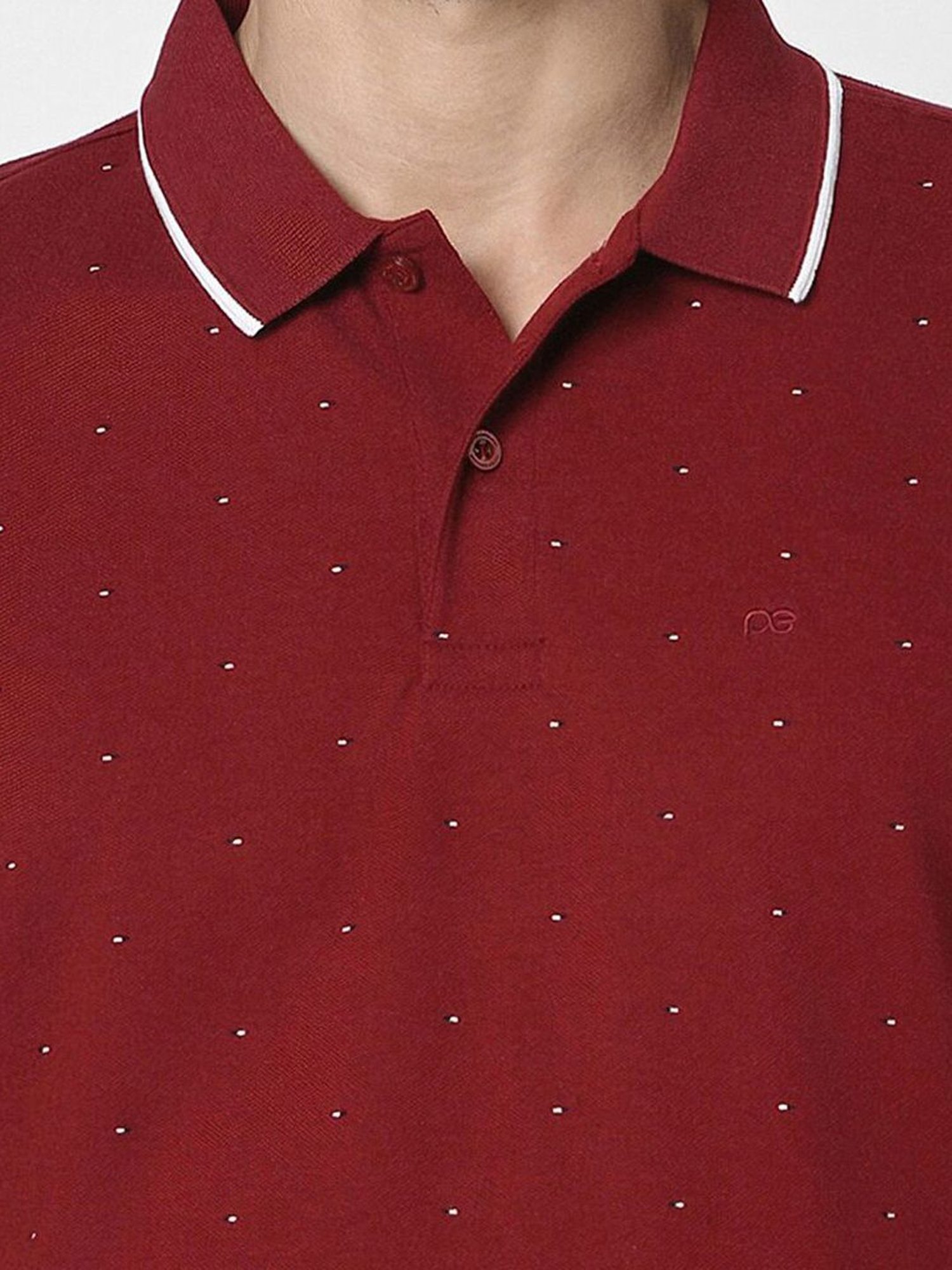 Peter England Red Regular Fit Printed Polo T-Shirt