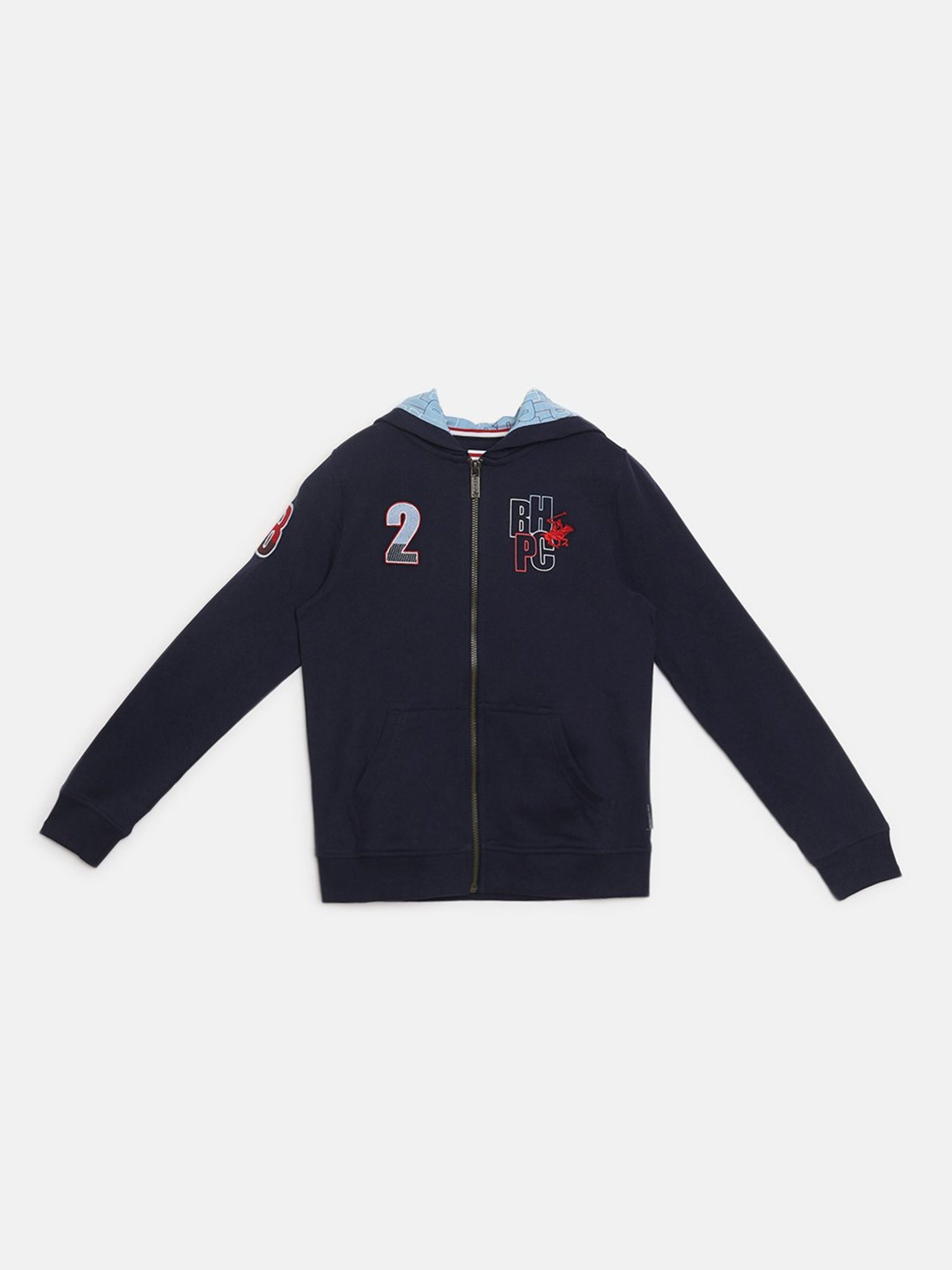 Beverly Hills Polo Club Kids Navy Printed Full Sleeves Hoodie