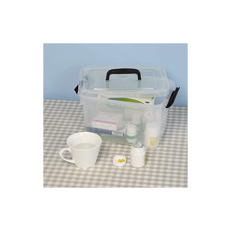 5 Liter Clear Storage Box Containers, 4-Pack Plastic Latching Box with Lid