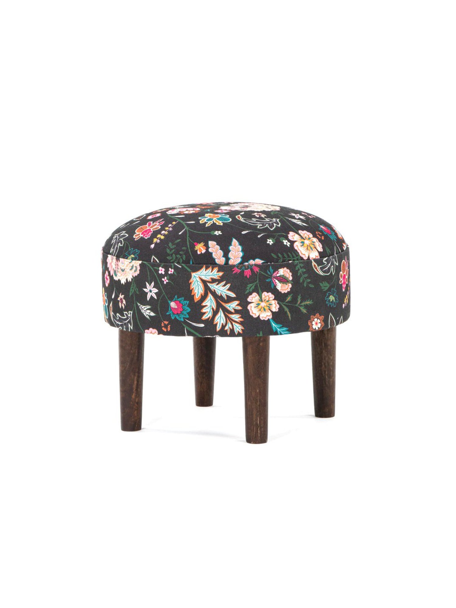 Chumbak French Sahara Solid Mustard Yellow Wood Ottoman