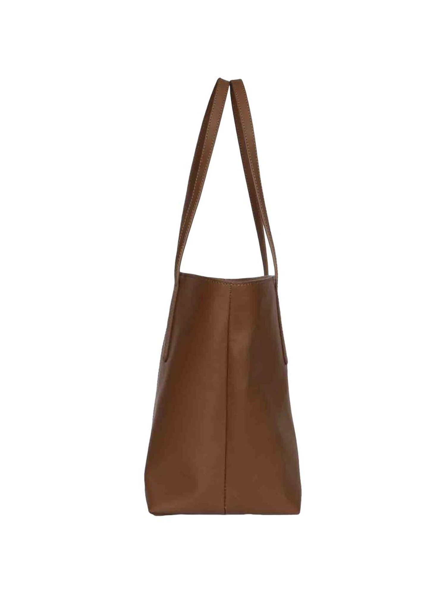 Favore Tan Solid Medium Tote Handbag