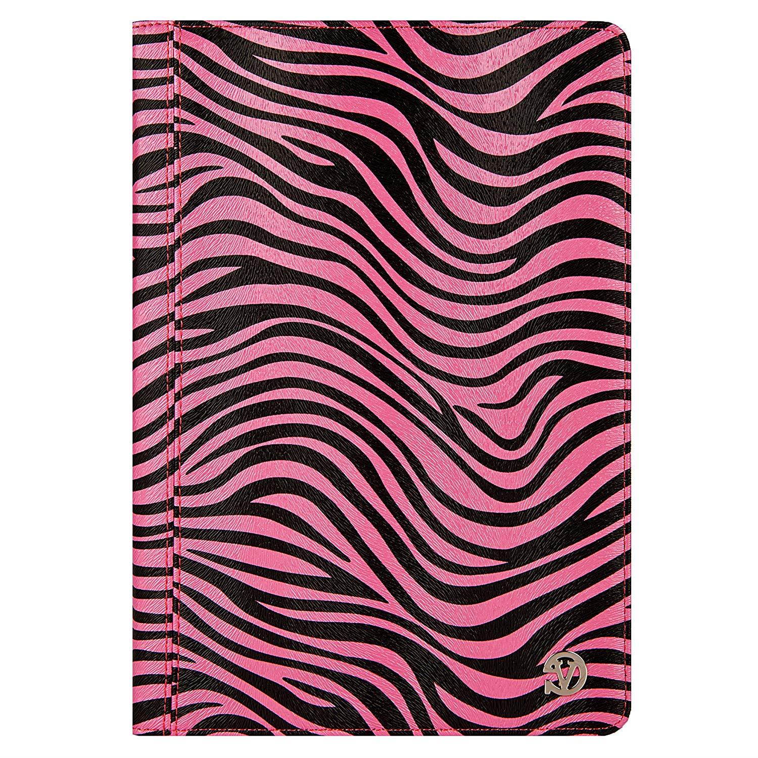 Mary Portfolio Lightweight Hard Cover Case (Pink Zebra) For Apple iPad Air 2 [New iPad Air] + Pink Waterproof Sleeve