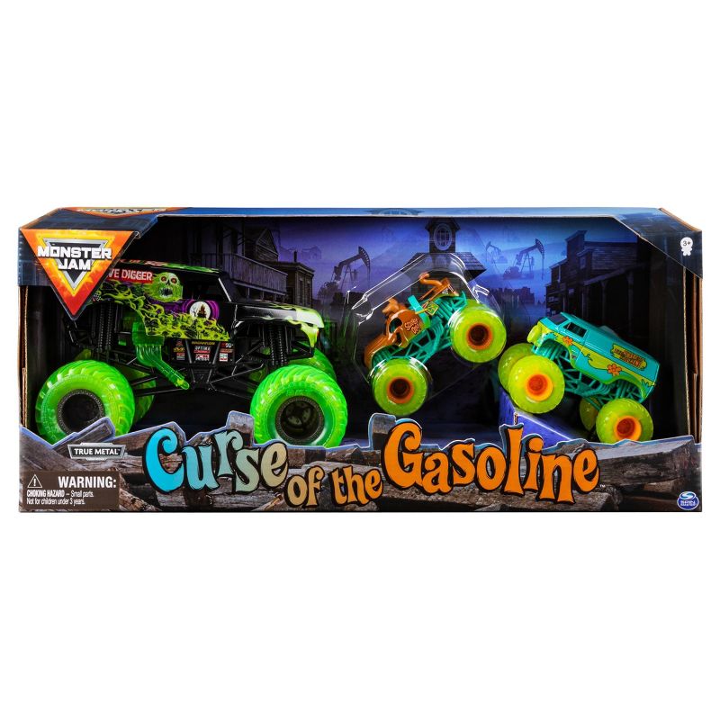 Monster Jam  Curse Of The Gasolin  Grave Digger -  3-Pack Bundle