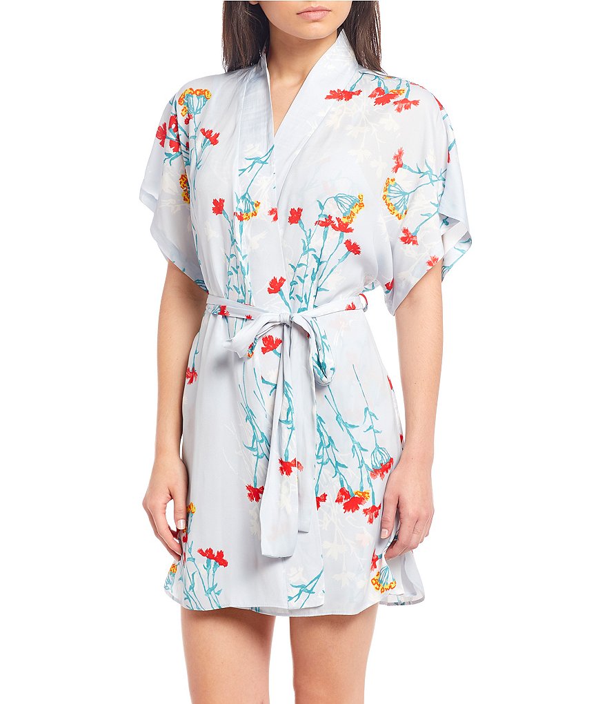 PJ Salvage Solid Ribbed Knit Long Wrap Robe