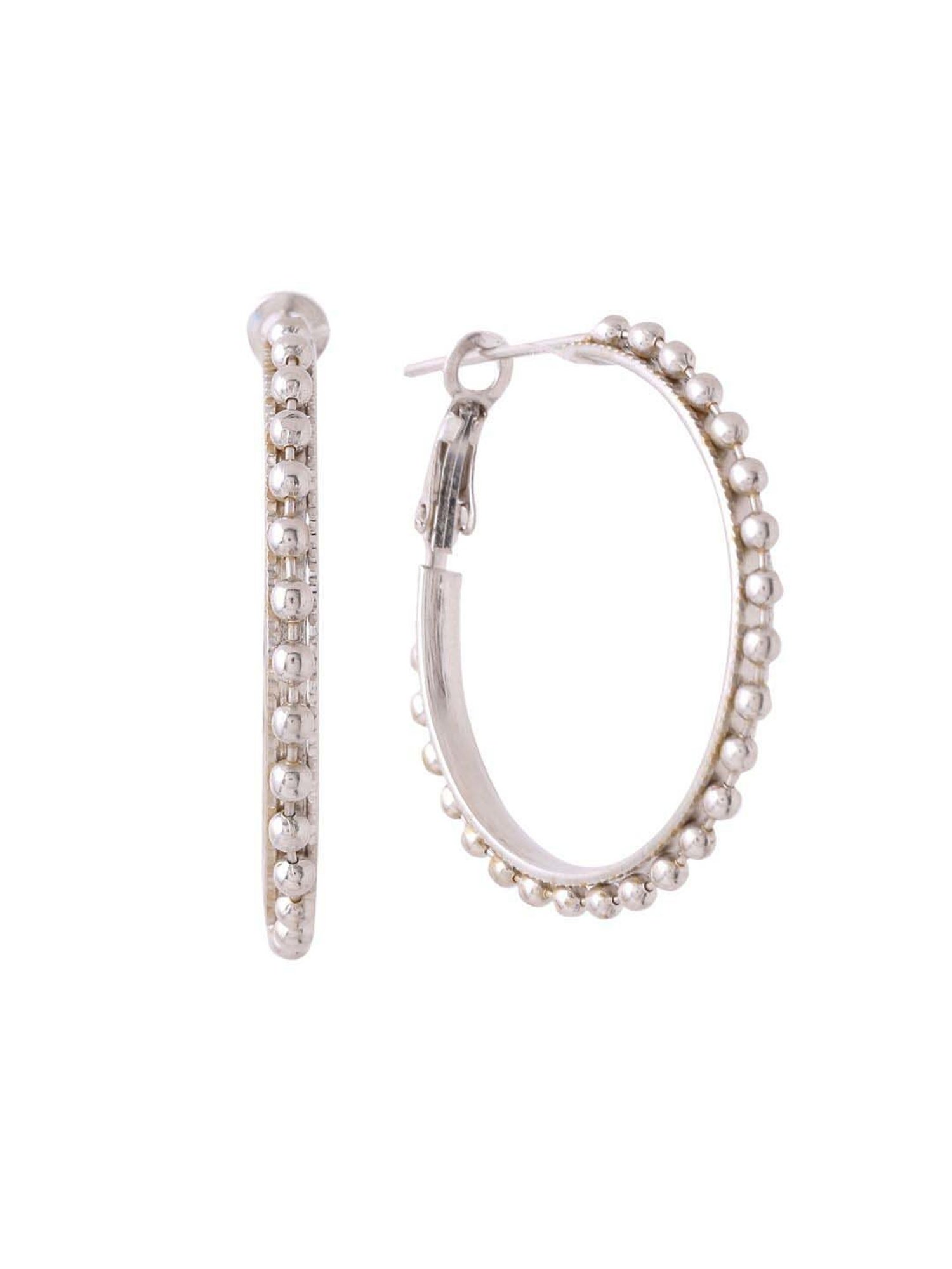 NVR Silver-Plated Circular Hoop Earrings for Women