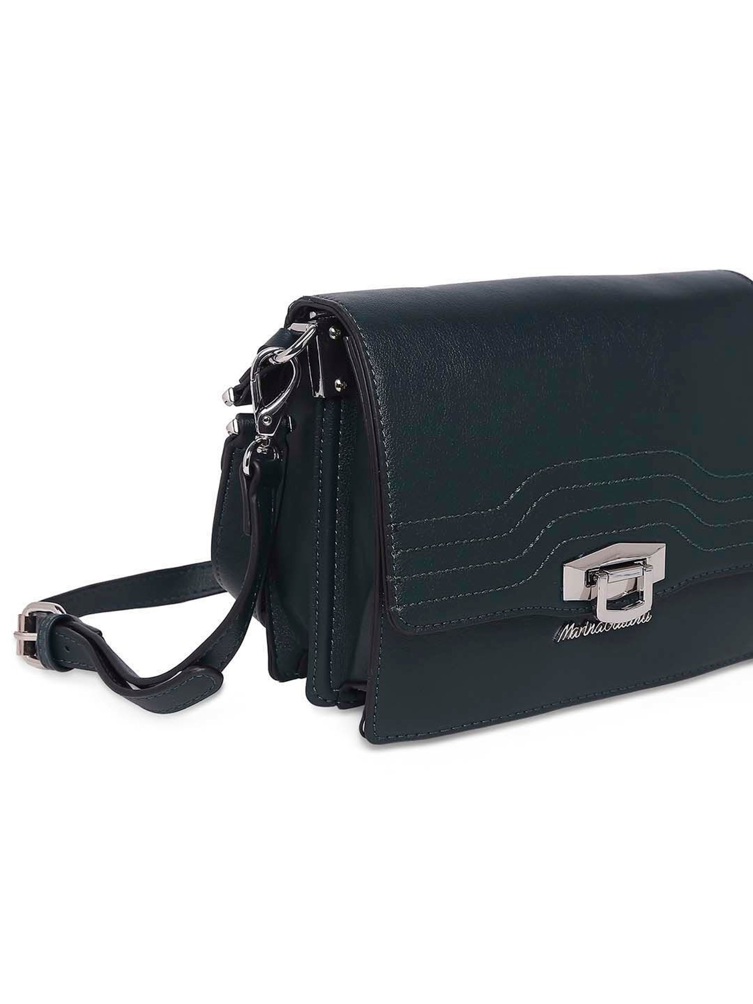 Marina Galanti Green Textured Medium Sling Handbag