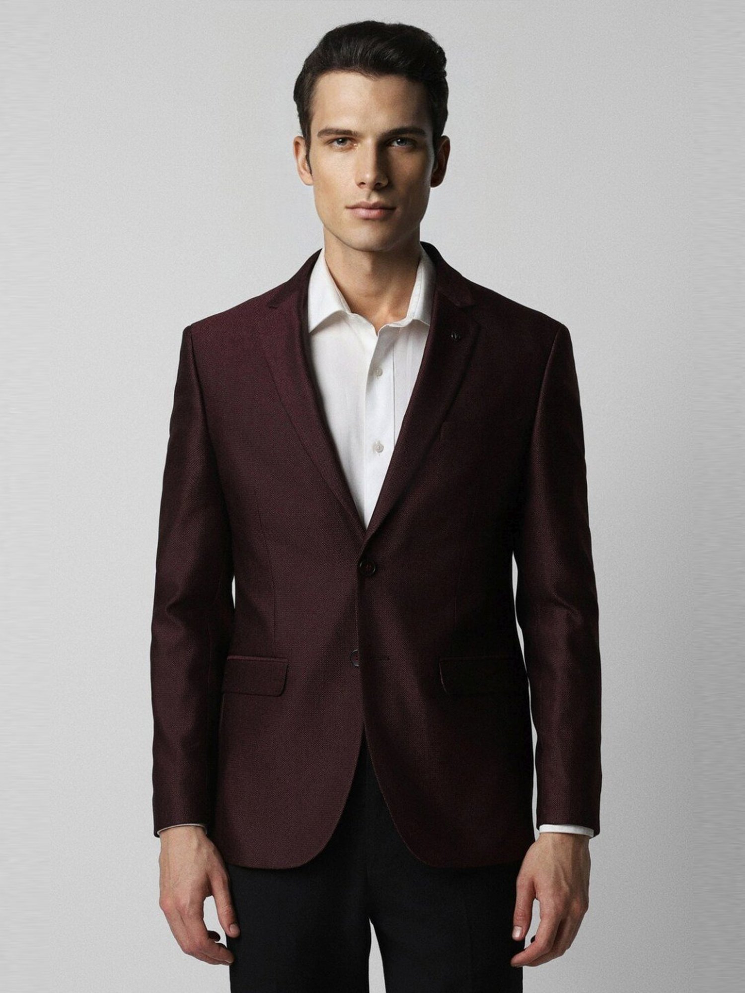 Van Heusen Maroon Slim Fit Texture Blazers
