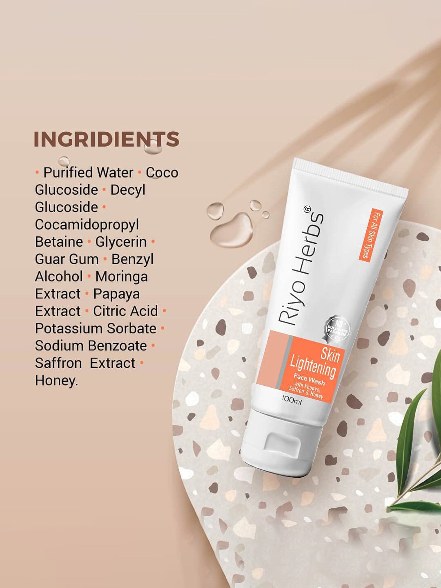 Riyo Herbs Skin Lightening Face Wash - 100 ml